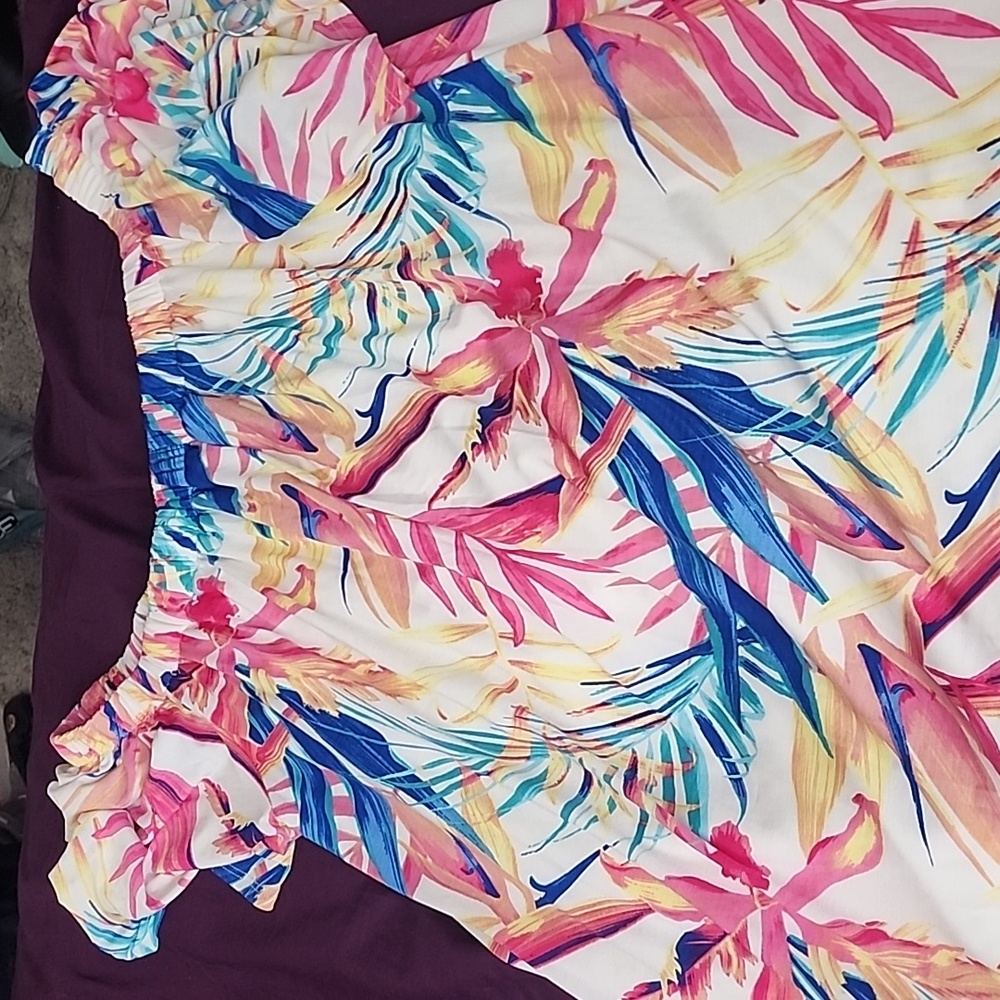Tropical vibe off the shoulder dress